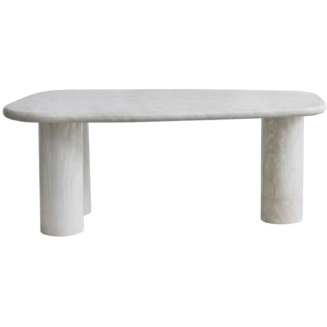 Table à manger 6 places en effet travertin - Beige - RHODES