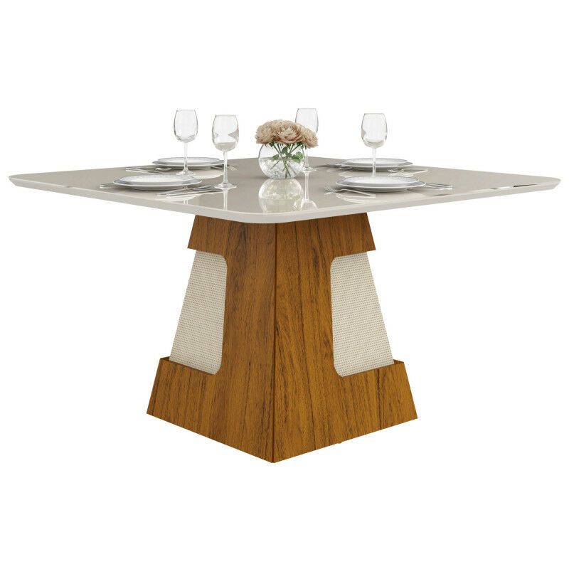 Table à Manger 8 Personnes Carrée 136 cm Chêne et Blanc