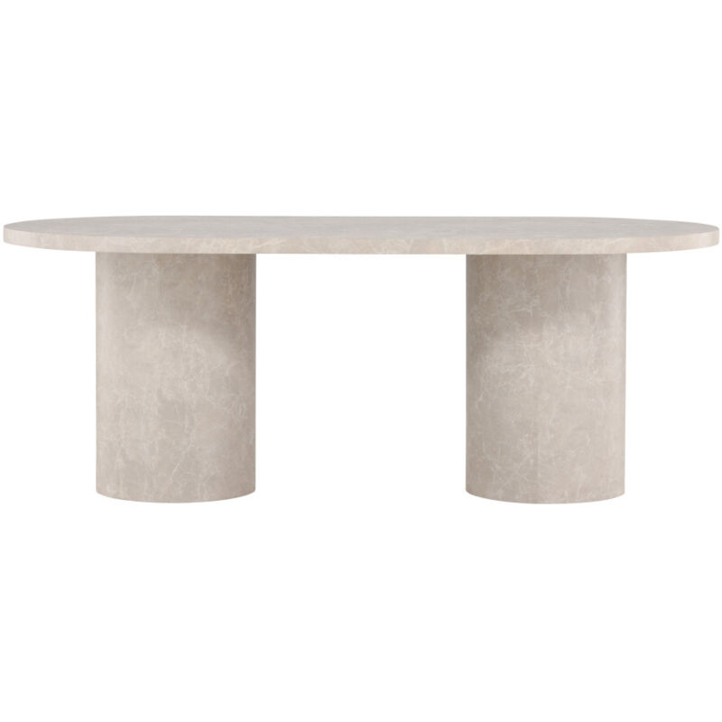 Table à manger 8 personnes ovale effet marbre - Beige - Narvik
