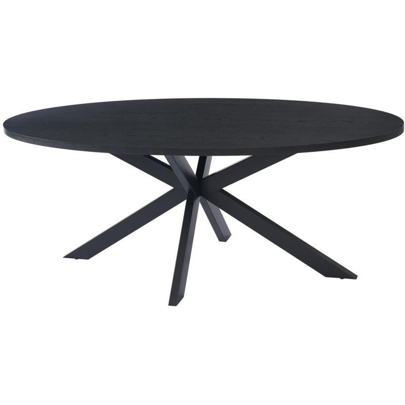 Vente-unique - Table à manger 8 personnes placage chêne et métal - Noir - linioma