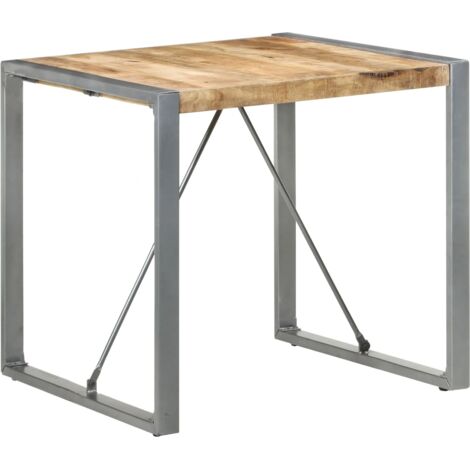 Table à manger 80x80x75 cm bois de manguier brut vidaXL