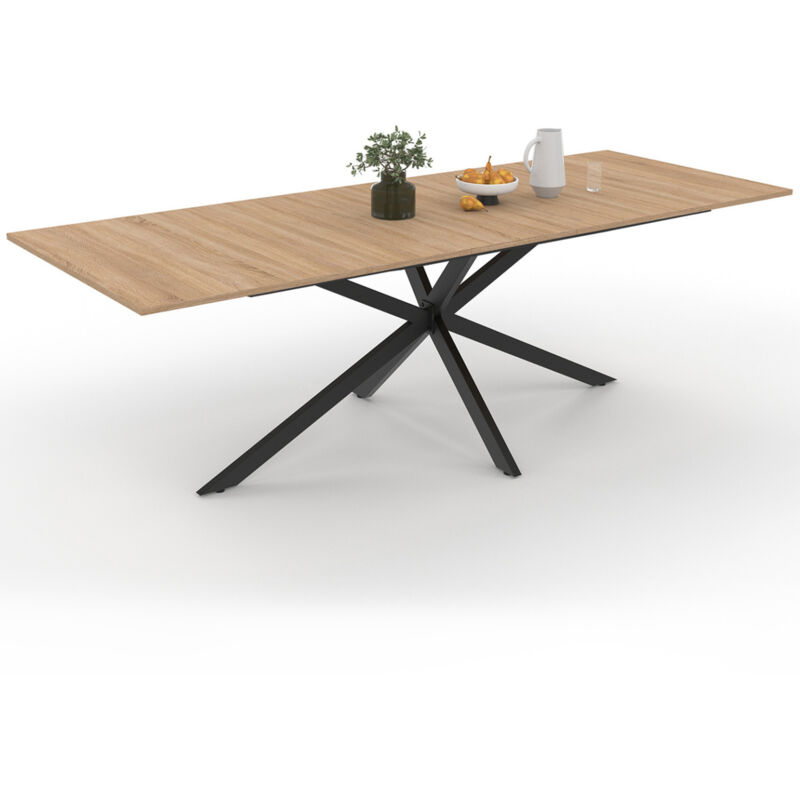 Idmarket - Table à manger extensible rectangle alix 8-12 personnes pied araignée bois et noir 200-240 cm