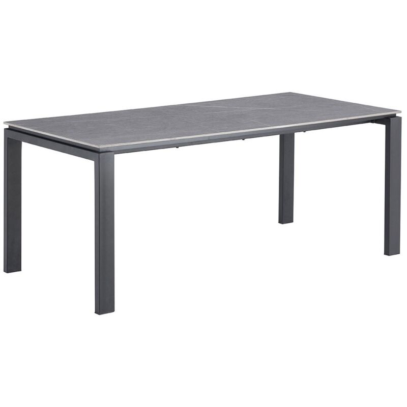 Meublorama - Table à manger 8 personnes collection athena. Longueur 180cm avec plateau de 12mm en pierre grise effet ciment
