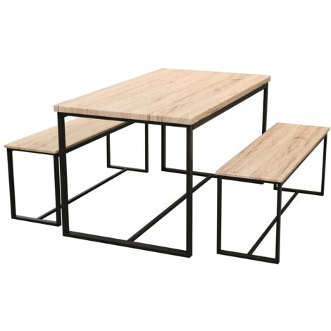 Table à manger avec 2 bancs design industriel DOCK