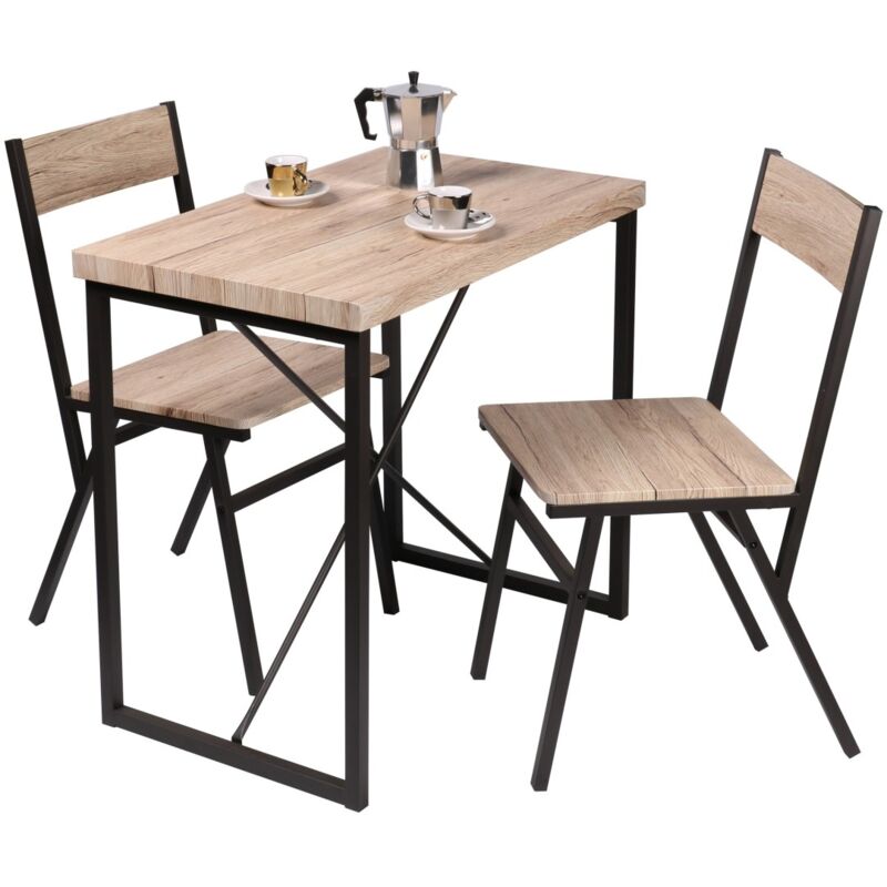 Table à manger avec 2 chaises collection daryl – Dimensions 80x50x75 cm, idéale pour petit espace, coloris chêne et noir