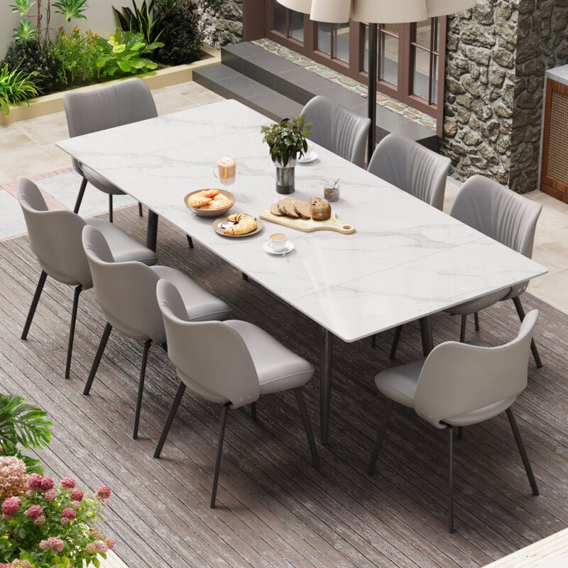 Fitags - Table à manger avec 8 chaises de salle à manger, groupes de salle à manger, lot de 9, table à manger extensible, table de cuisine avec 9