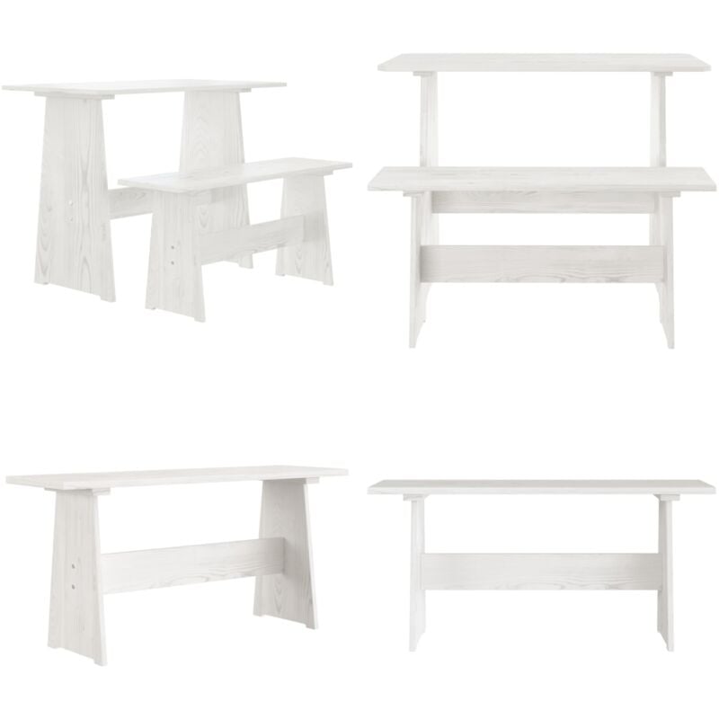 Vidaxl - Table à manger avec banc reine blanc bois de pin solide - Table à Manger - Table En Bois - Banc - Mobilier Salle à Manger - Décoration
