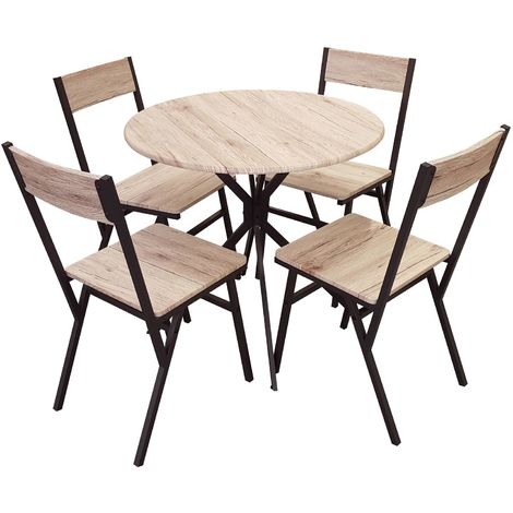 Table à manger avec chaise indus Dock - Diam. 80 x 75 - Noir