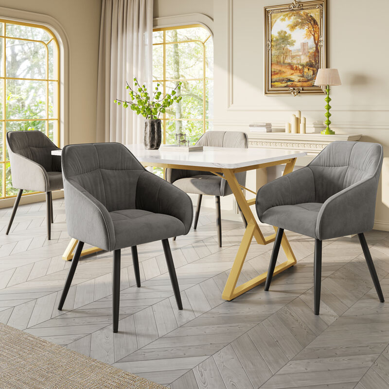 Redom - Table à manger avec pieds en métal (119 × 70 cm), table de cuisine, structure en métal robuste, table à manger moderne en marbre, table de