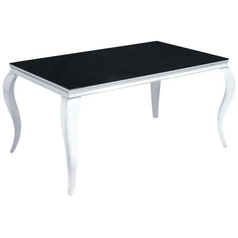Homy France - Table à manger baroque Chrome verre Marbre blanc 4 à 6 couverts l 150 cm