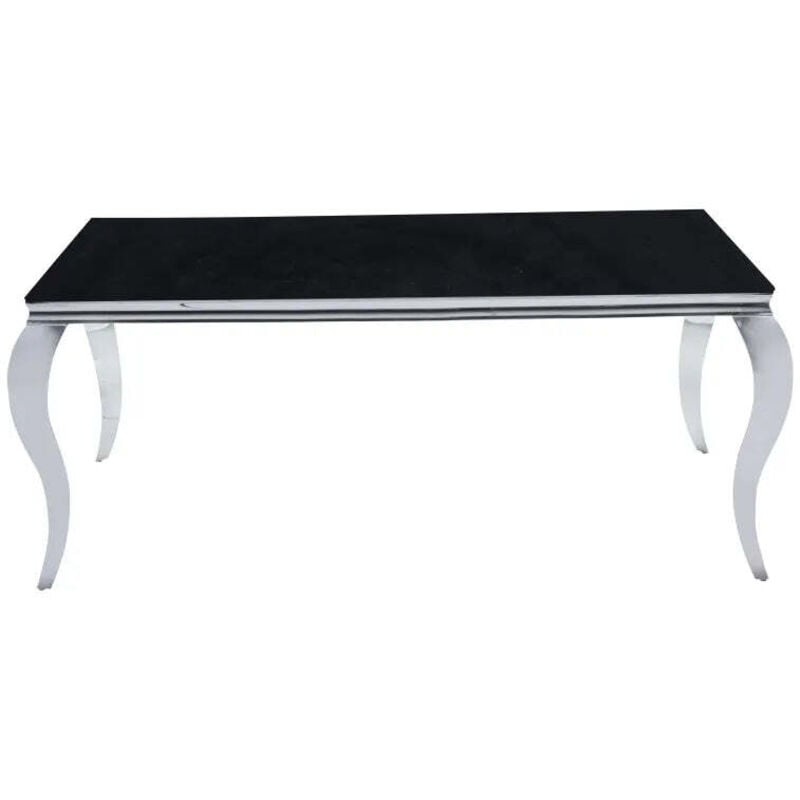 Homy France - Table à manger baroque Chrome verre Marbre blanc 6 à 8 couverts l 180 cm
