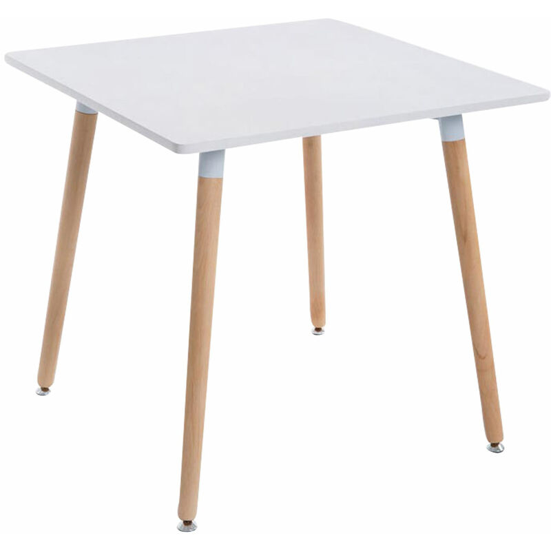 CLP - Tableau moderne 80x80 cm avec haut blanc et jambes rondes de différentes couleurs colore : Bois léger