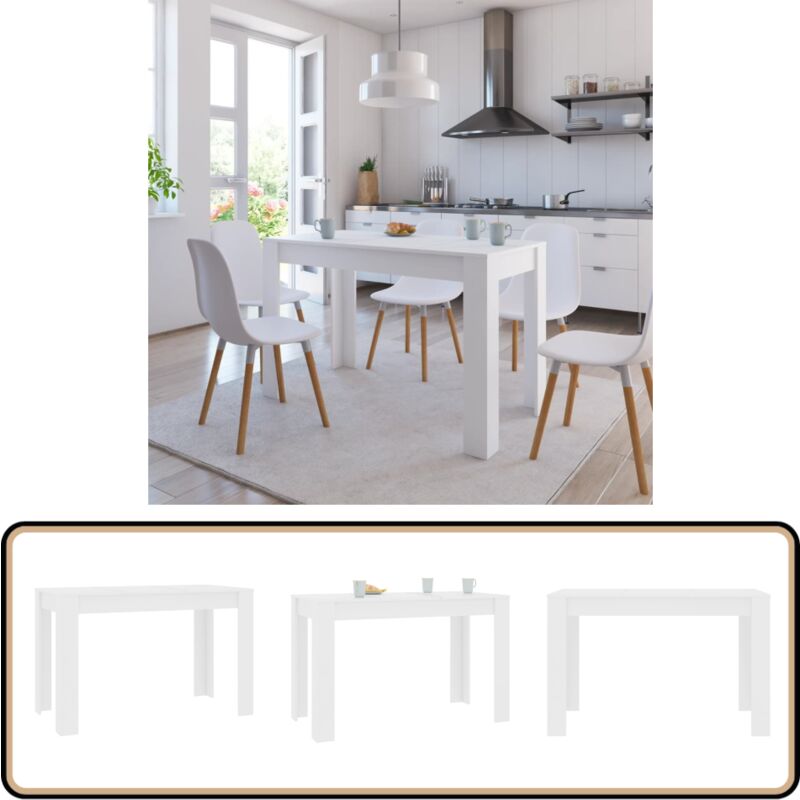 Vidaxl - Table à manger Blanc 120x60x76 cm Bois d'ingénierie - Table à Manger - Table Blanche - Table Design - Table Moderne - Table Salle à Manger