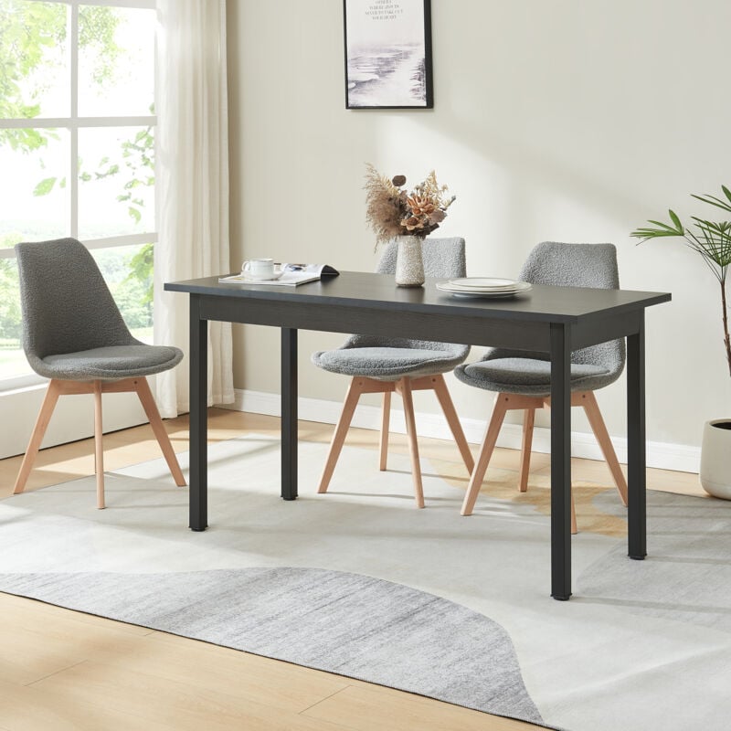 [en.casa] - Table de Salle à Manger Gera 140 x 60 x 75 cm Noir