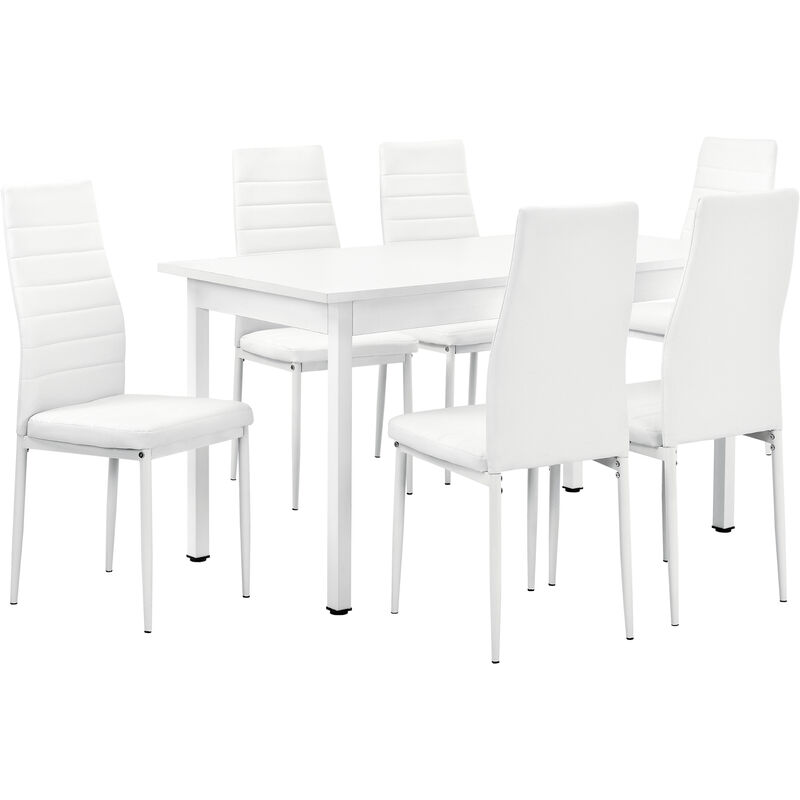 Table à manger blanc 140cm x 60cm x 75cm + Chaises blanc 96 cm x 43cm
