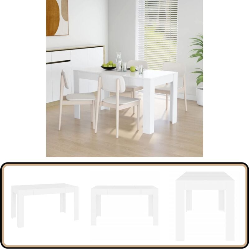 Vidaxl - Table à manger Blanc 140x74,5x76 cm Bois d'ingénierie - Table à Manger - Table Blanche - Table Design - Table Moderne - Table Extensible