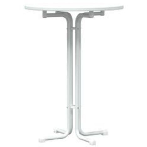 Table à manger blanc Ø80x110 bois d'ingénierie et acier