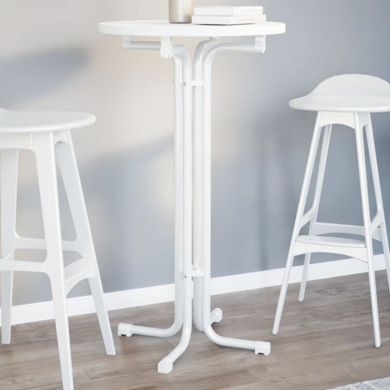 Vidaxl - Table à manger blanc Ø60x110 cm bois d'ingénierie et acier