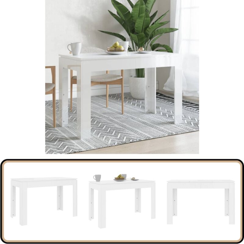 Vidaxl - Table à manger Blanc brillant 120x60x76 cm Bois d'ingénierie - Table à Manger - Table Blanche - Table Design - Table Moderne - Table