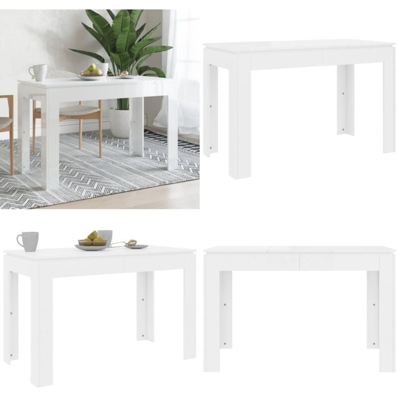 Vidaxl - Table à manger Blanc brillant 120x60x76 cm Bois d'ingénierie - Table à Manger - Table Blanche - Table Design - Table Moderne - Table