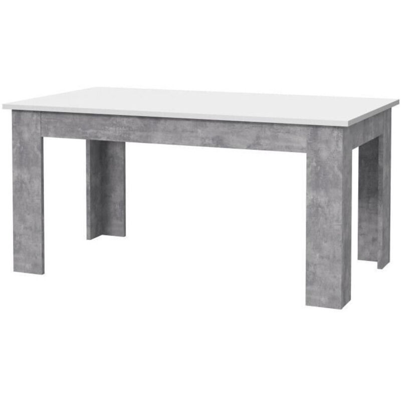 Les Tendances - Table a manger pilvi - 6 a 8 personnes - Blanc et béton clair - Contemporain - l 160 x p 90 x h 75 cm