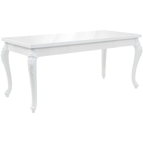 Table à manger blanche brillante avec un design fin et élégant de 179x89x81