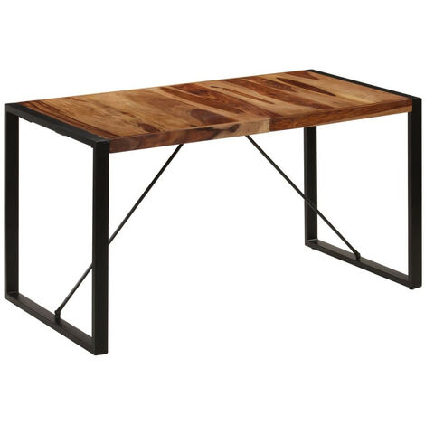 Table à manger bois de Sesham et pieds acier noir Vustick 160cm