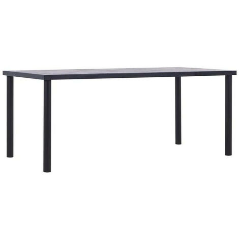 Table à manger bois gris béton et pieds métal noir Sirra 180cm