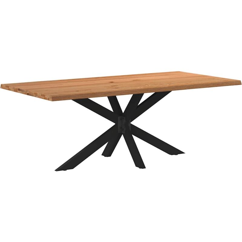 Vidaxl - Table à manger bord naturel bois massif chêne rectangulaire