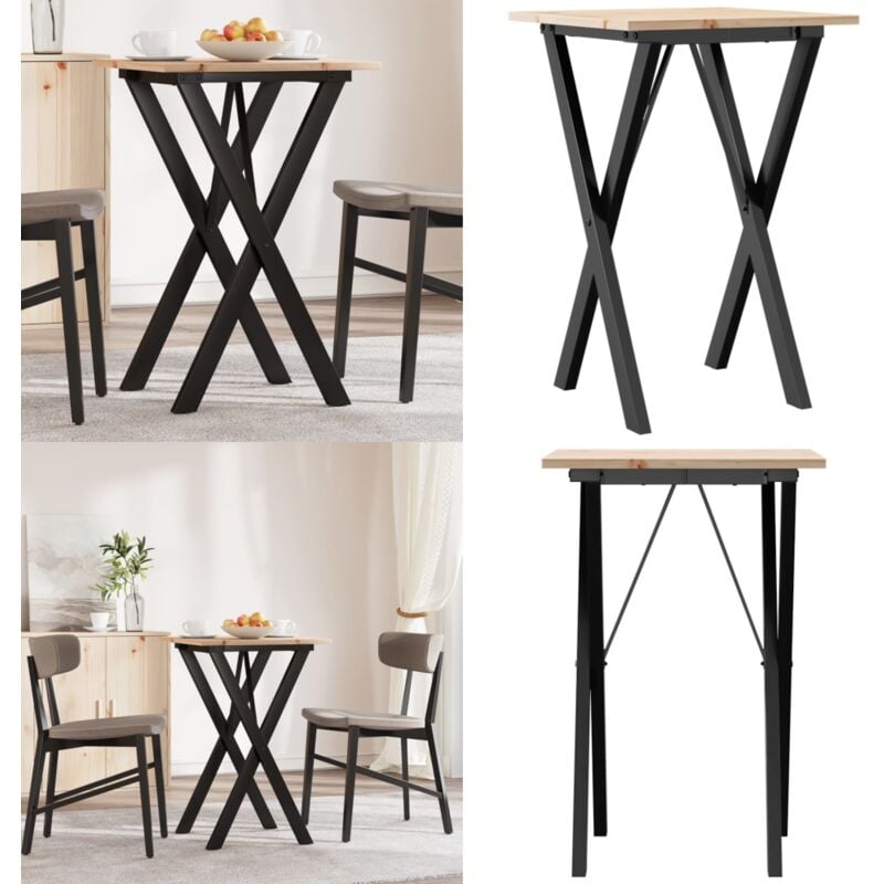 Vidaxl - Table à manger cadre en x 50x50x75 cm bois de pin massif acier - Table à Manger - Table Ronde - Table Extensible - Table Design - Table Bois