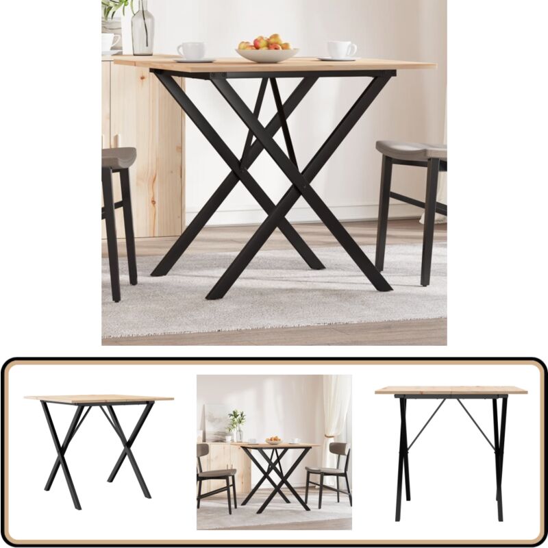 Vidaxl - Table à manger cadre en x 90x90x75 cm bois de pin massif acier - Table à Manger - Table Ronde - Table Extensible - Table En Bois - Table