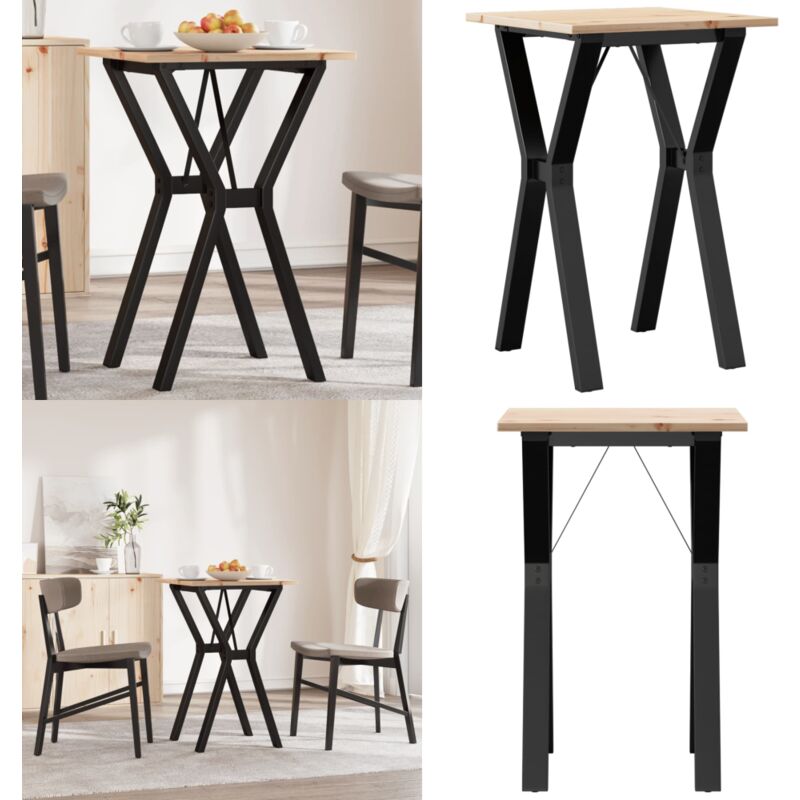Vidaxl - Table à manger cadre en y 50x50x75 cm bois de pin massif acier - Table à Manger - Table Ronde - Table Rectangulaire - Table En Bois - Table