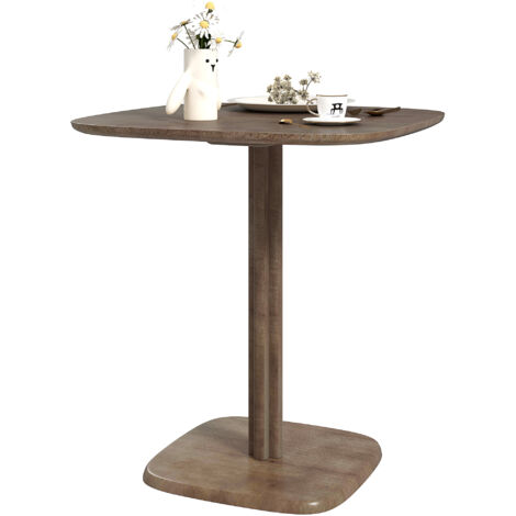 Table à manger carrée 4 personnes, style moderne, plateau aspect bois, 70x70 cm, marron