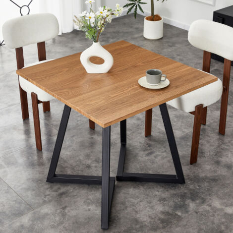 Table à manger carrée, noir et marron, 80x80x75 cm