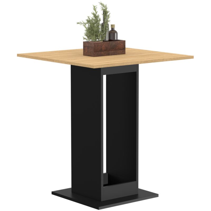 Table à manger carrée zelie 4 personnes bois et noir 65 cm