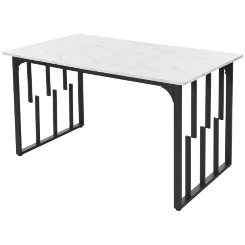 Table à manger chic en marbre - Cadre en métal unique, blanc noir, salles à manger et salons