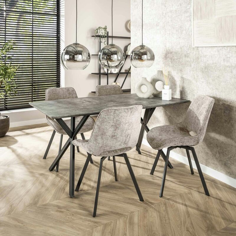 Pier Import - Table à manger contemporaine effet béton 160 cm helsinki