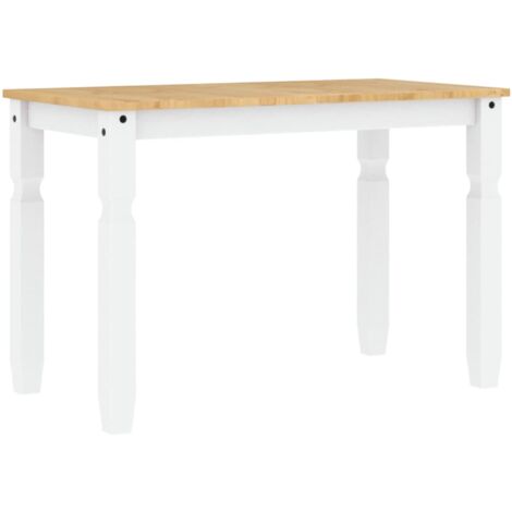 Table à manger Corona blanc 112x60x75 bois massif de pin