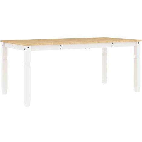 Table à manger Corona blanc 180x90x75 bois massif de pin