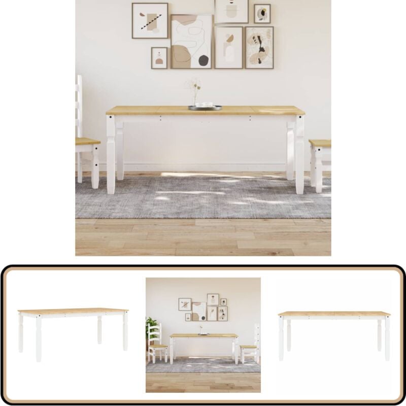 Table à manger Corona blanc 180x90x75 cm bois massif de pin - Table À Manger - Table Ronde - Table Blanche - Table En Bois - Table Design