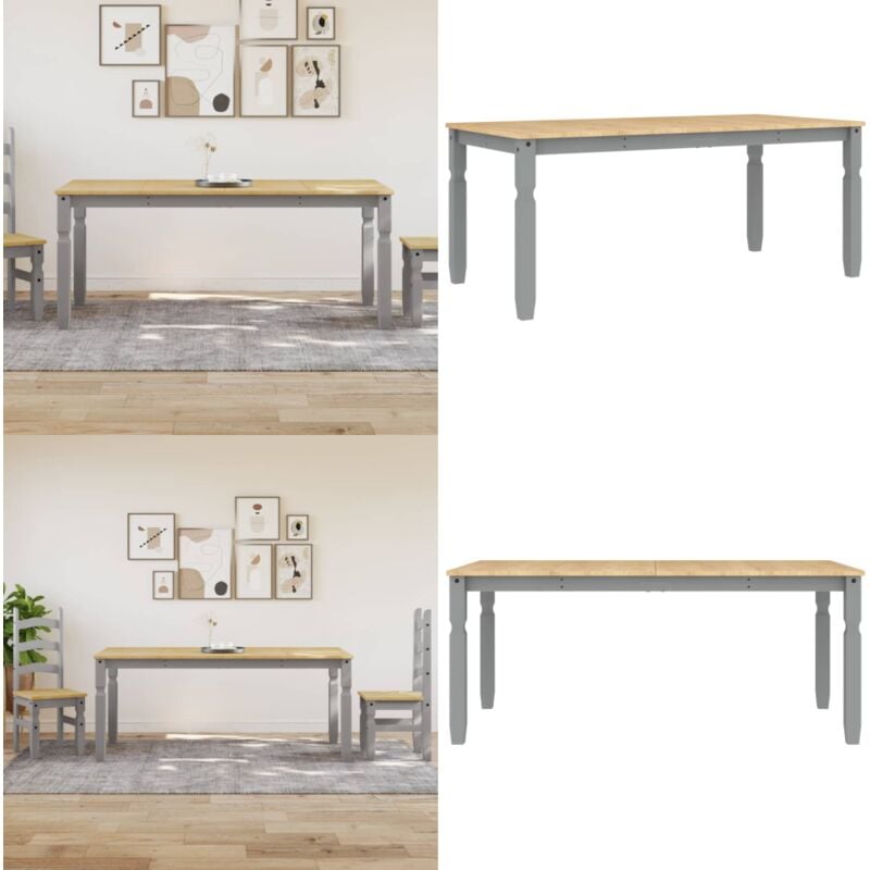 Table à manger Corona gris 180x90x75 cm bois massif de pin - Table à Manger - Table Basse - Table Ronde - Table Rectangulaire - Bois Massif - Home &