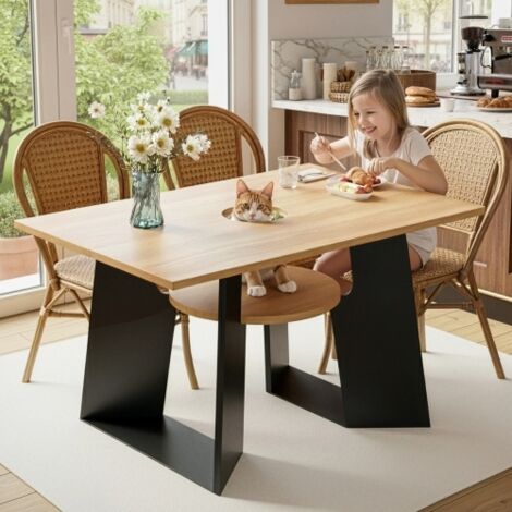 Table à manger cuisine animaux zone dédiée étagères 6 personnes