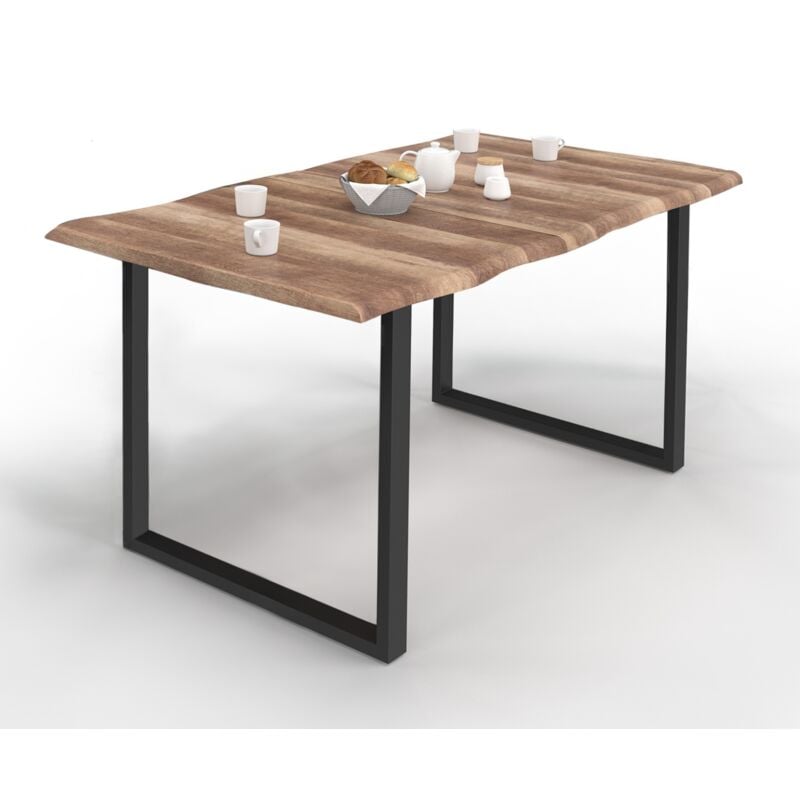 Table à manger rectangle dakota 6 personnes pieds forme en u design industriel 160 cm