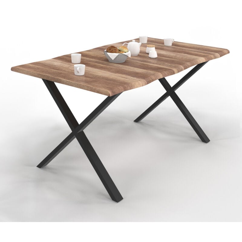 Idmarket - Table à manger rectangle dakota 6 personnes pieds forme en x design industriel 160 cm