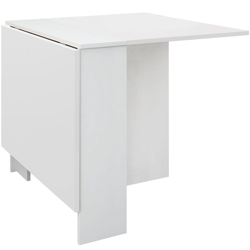 table à manger d'appoint, table de salon extensible coloris blanc - longueur 31 / 87 / 142 x profondeur 77 cm