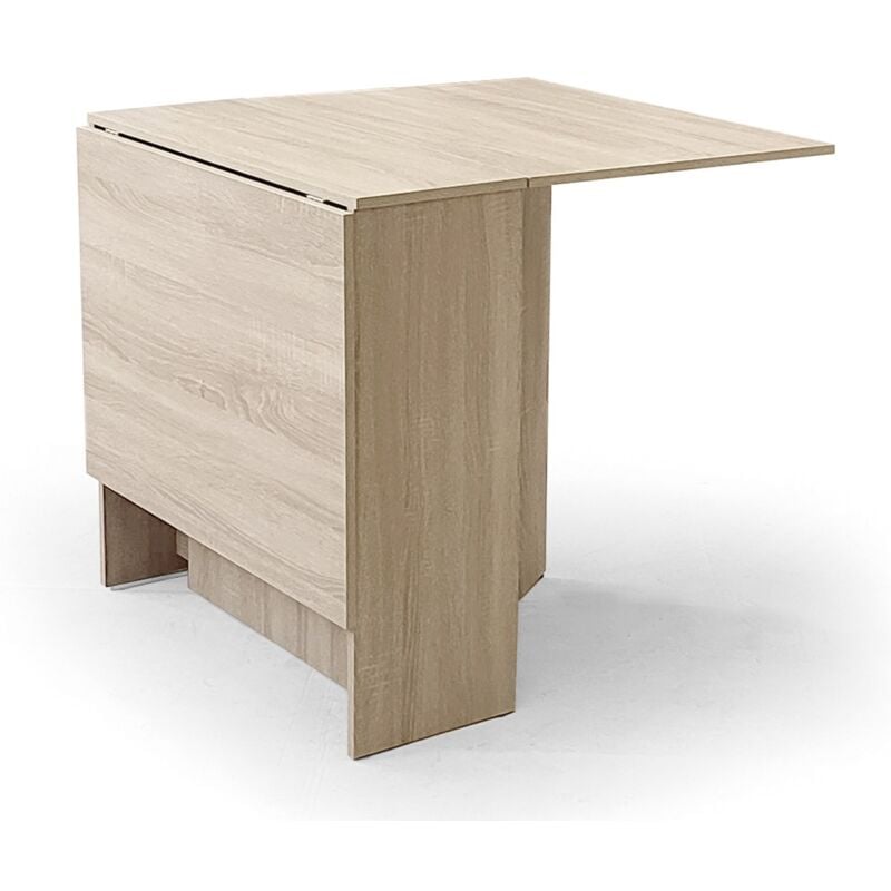 Pegane - Table à manger d'appoint, table de salon extensible coloris chêne cambrian - longueur 31 / 87 / 142 x profondeur 77 cm