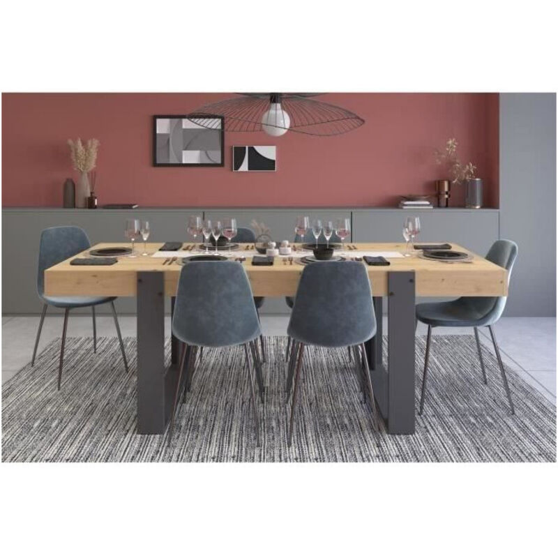 Les Tendances - Table a manger - Rectangulaire - Panneaux de particules - Industriel - Loft - l 223,9 x p 93 x h 78,6 cm