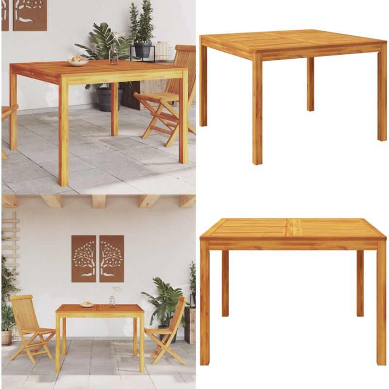 Table à manger de jardin 110x110x75 cm bois d'acacia massif - Table à Manger Extérieur - Table Jardin Acacia - Mobilier De Jardin - Table Ronde