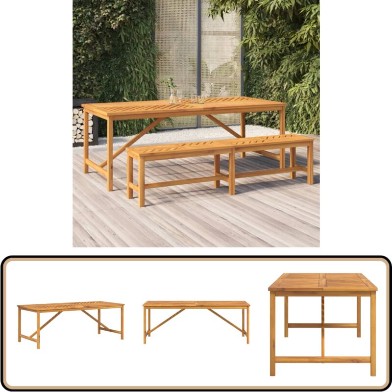 Table à manger de jardin 200x90x74 cm bois d'acacia solide - Table De Jardin - Table Acacia - Mobilier De Jardin - Table à Manger Extérieur