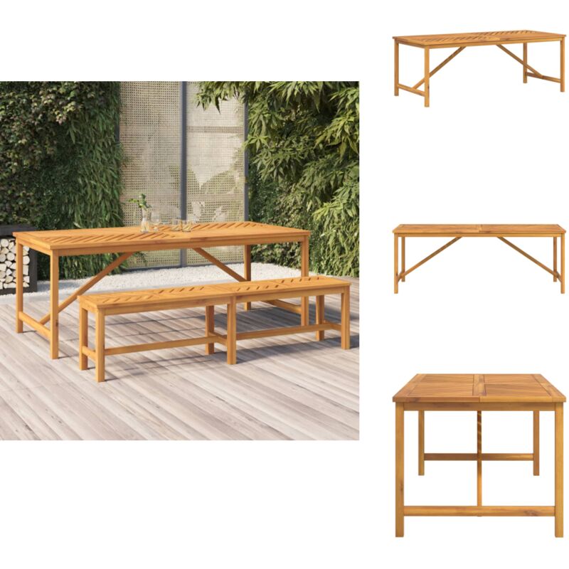 Table à manger de jardin 200x90x74 cm bois d'acacia solide - Table De Jardin - Table Acacia - Mobilier De Jardin - Table à Manger Extérieur